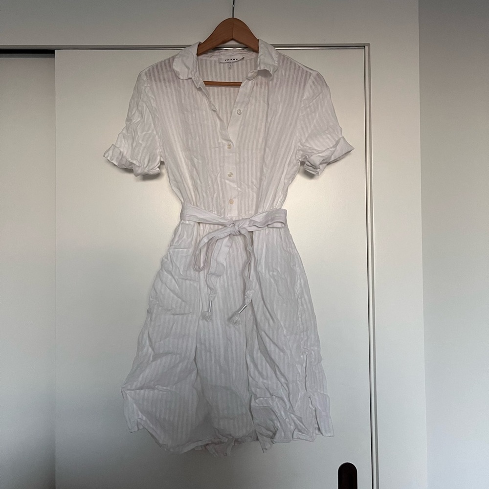 White Frame Linen Dress